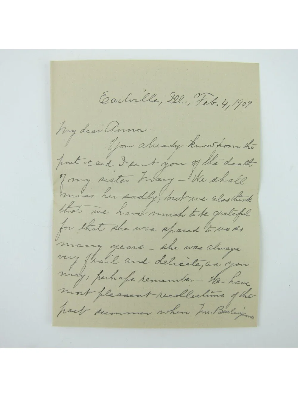 Antique Letter Caroline Burlingame Earlville Illinois Anna Powers Coden Alabama